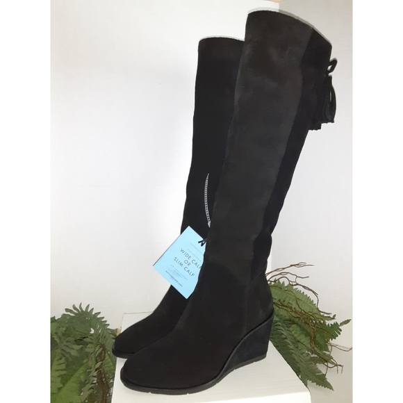 Antonio Melani Maesyn Blaxk Suede Wedge Tall Boots - Picture 9 of 16